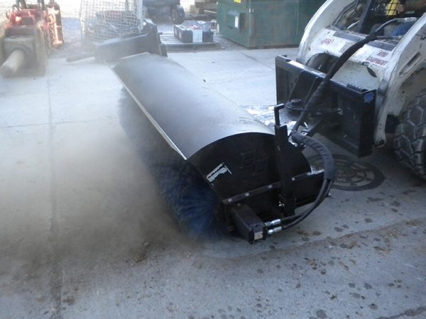 rotary broom for dust and dirt removal skid steer attachment